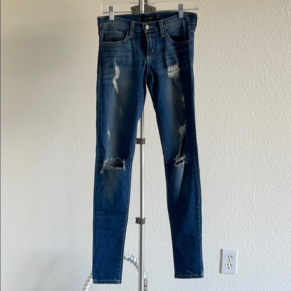 Flying monkey distressed skinny jeans